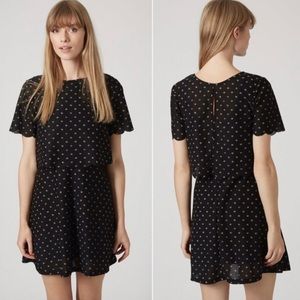 Topshop black daisy scalloped overlay dress